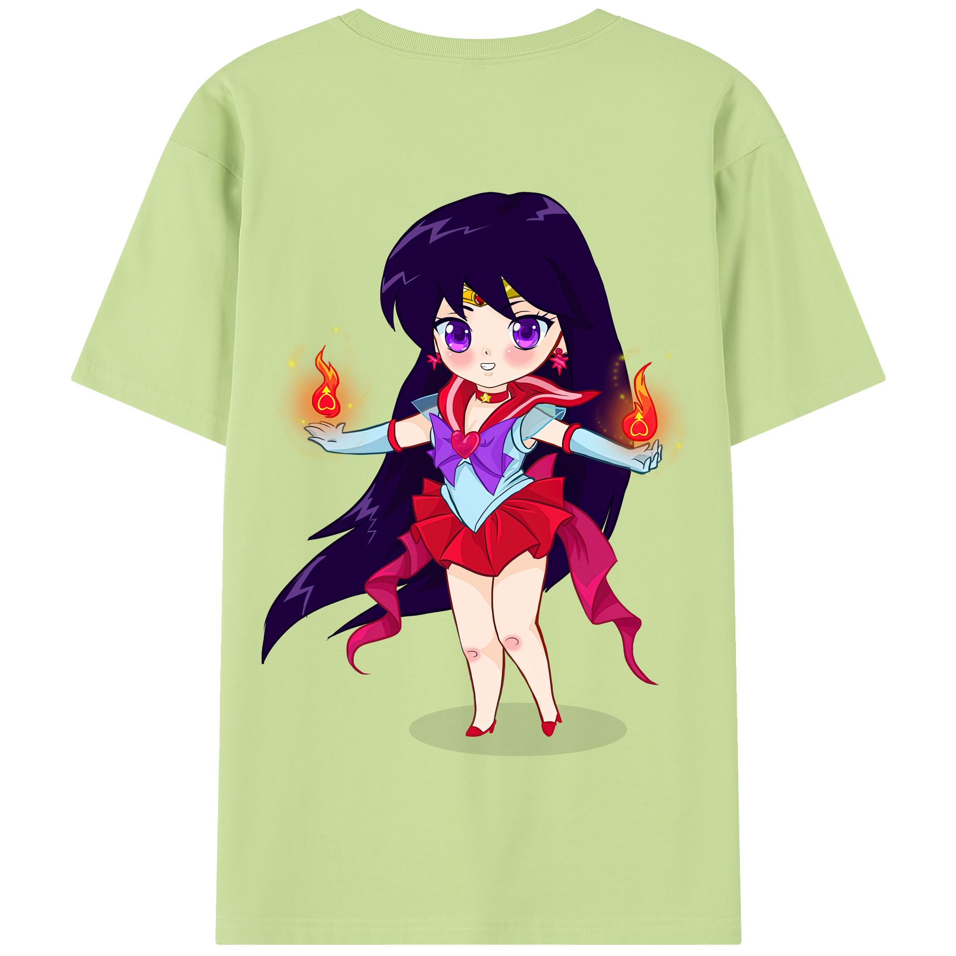 （画像用） 美少女戦士セーラームーン 火野レイ ひの レイ Sailor Moon Hino Rei （セーラーマーズ,Sailor Mars） 綿100％半袖Tシャツ（背面プリント）